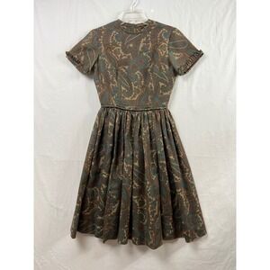 Sue Brett Vintage 60s Paisley Junior Dress Women S Ruffle Sleeve Fit Flare
